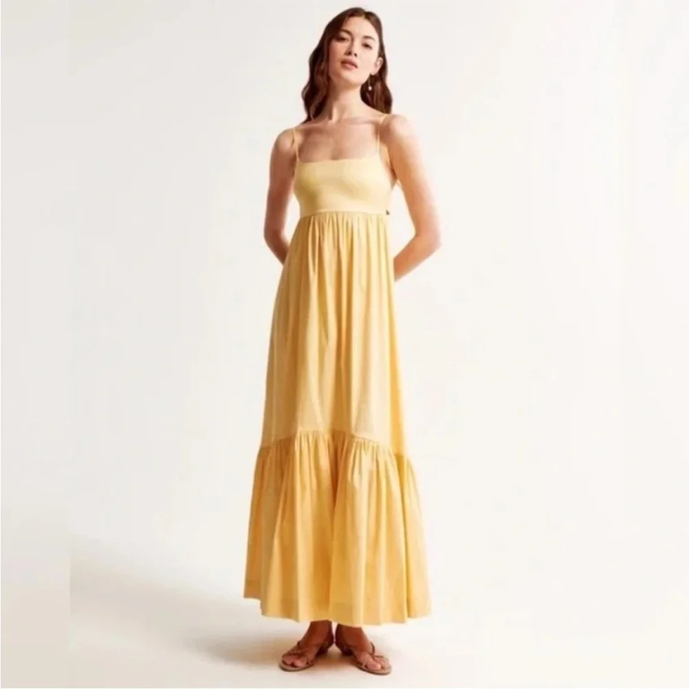 Abercrombie & Fitch Bow-Back Taffeta Maxi Dress